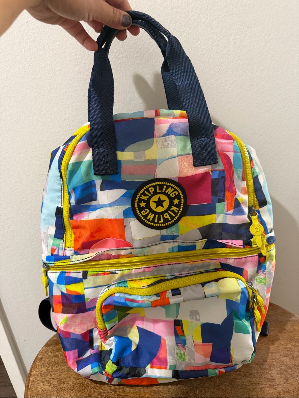 Kipling Colorblock Mini Backpack in Multicolor with Yellow Accents